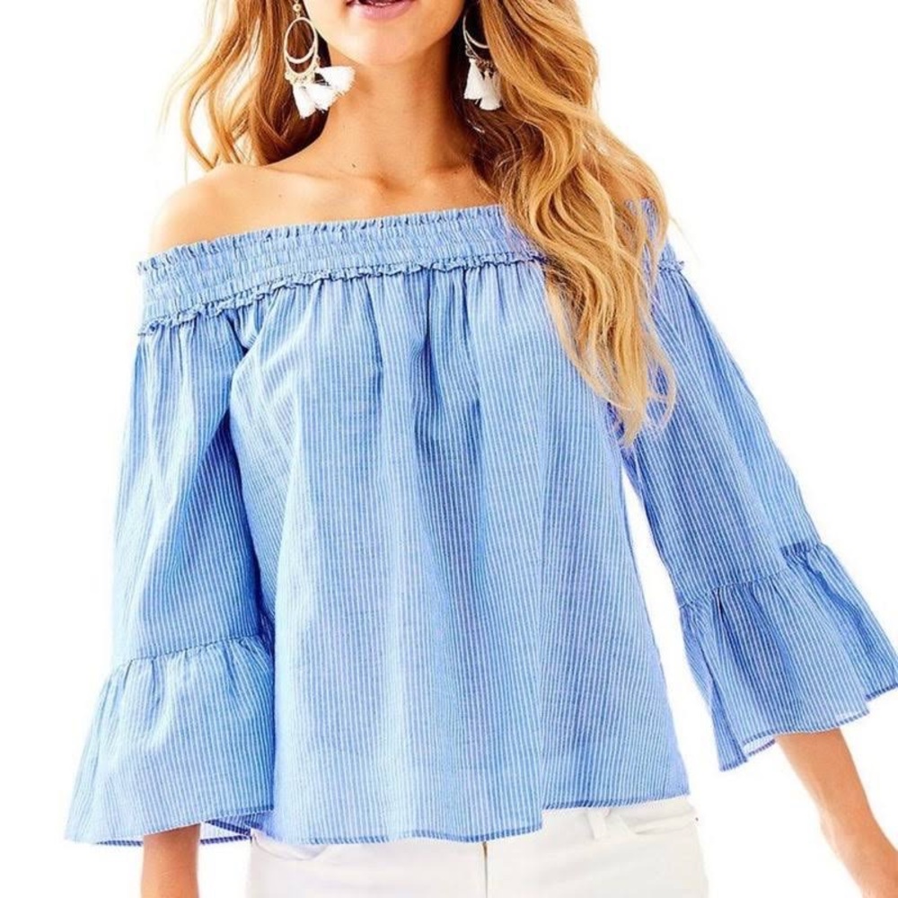 Lilly Pulitzer Moria Off Shoulder Top Striped XS